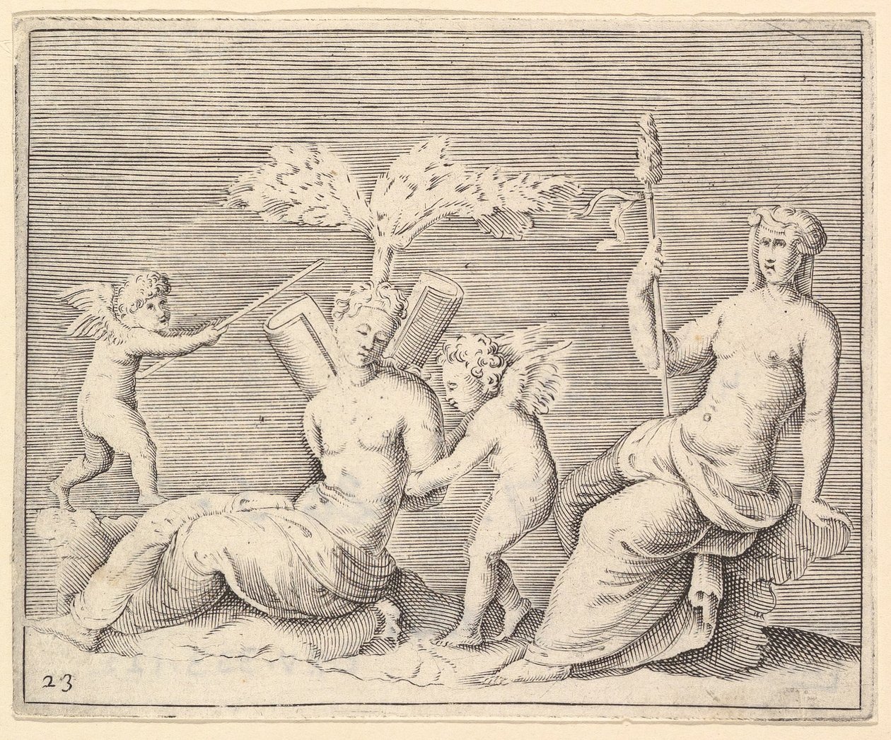 Két nő és két Ámor, megjelent kb. 1599-1622. alkotó: Unbekannt