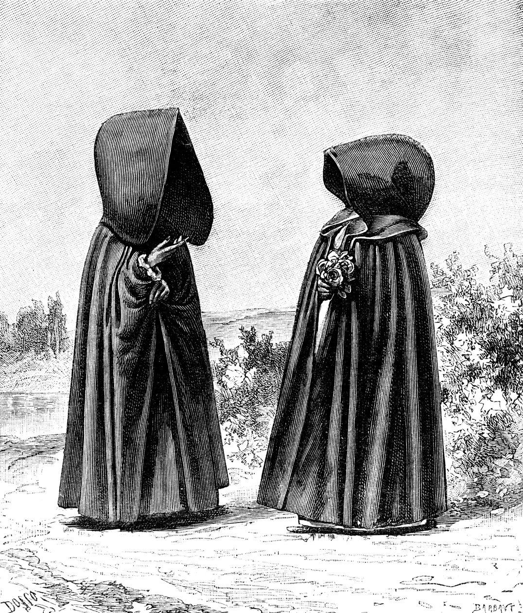 Két csuklyás nő a portugáliai Faialból és a spanyolországi San Miguelből, az 1900-as évekből alkotó: Unbekannt