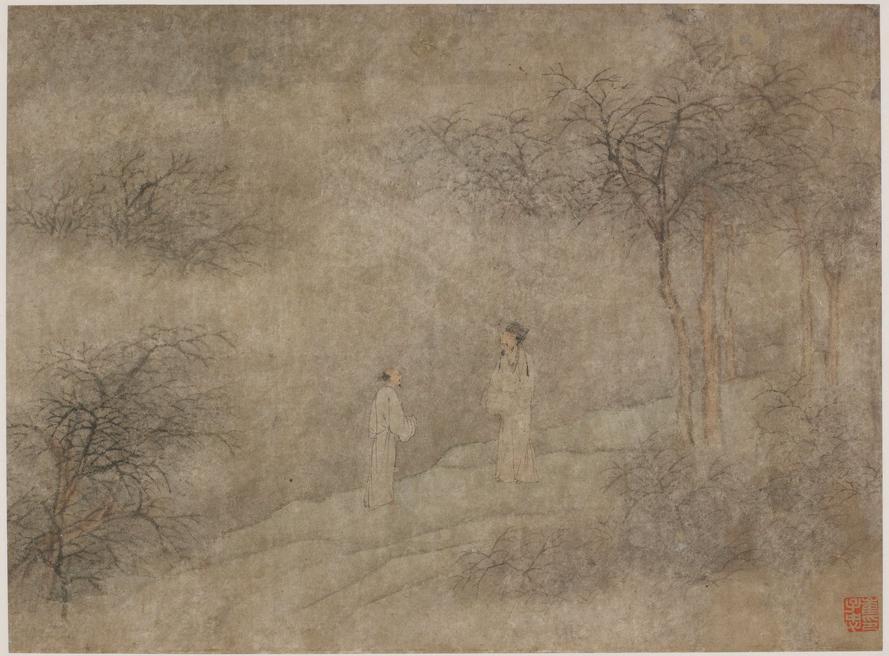 Két férfi sétál a ködös ligetben, Ming-dinasztia, 1368-1644. alkotó: Unbekannt
