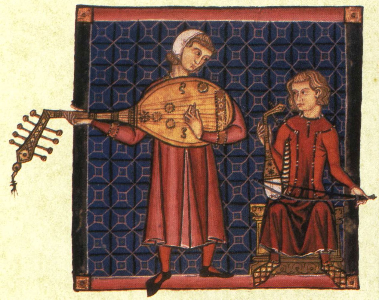 Két lelkész. Illusztráció a Cantigas de Santa Maria kódexéből, c. 1280 alkotó: Unbekannt
