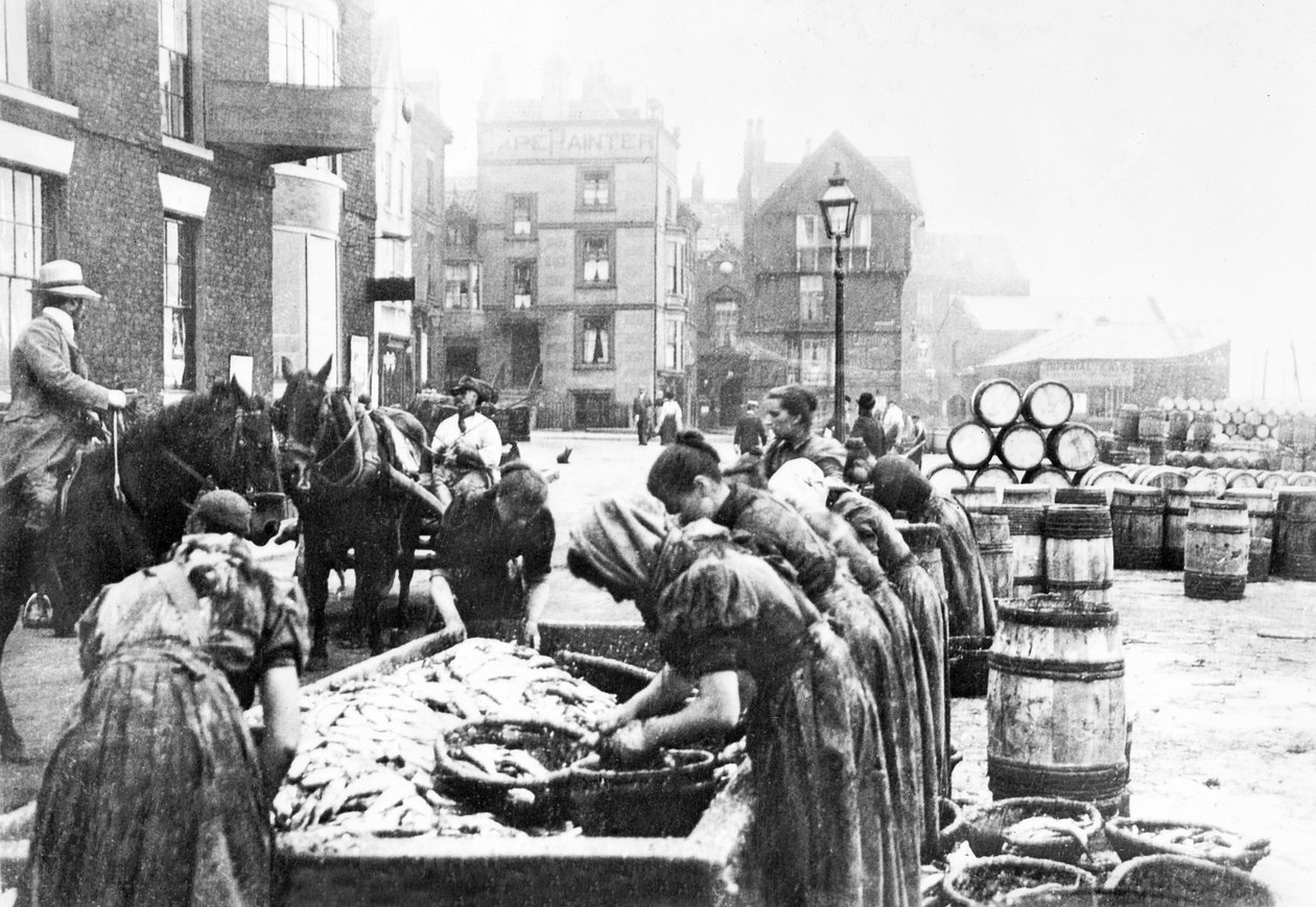 Egyesült Királyság: Scarborough-ban működő skót heringcsatornák. Scarborough, 1890 alkotó: Unbekannt