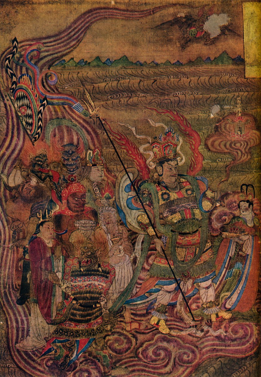 Vaishravana utazik át a hullámokon, az Ezer Buddha barlangjaiból, c900 alkotó: Unbekannt