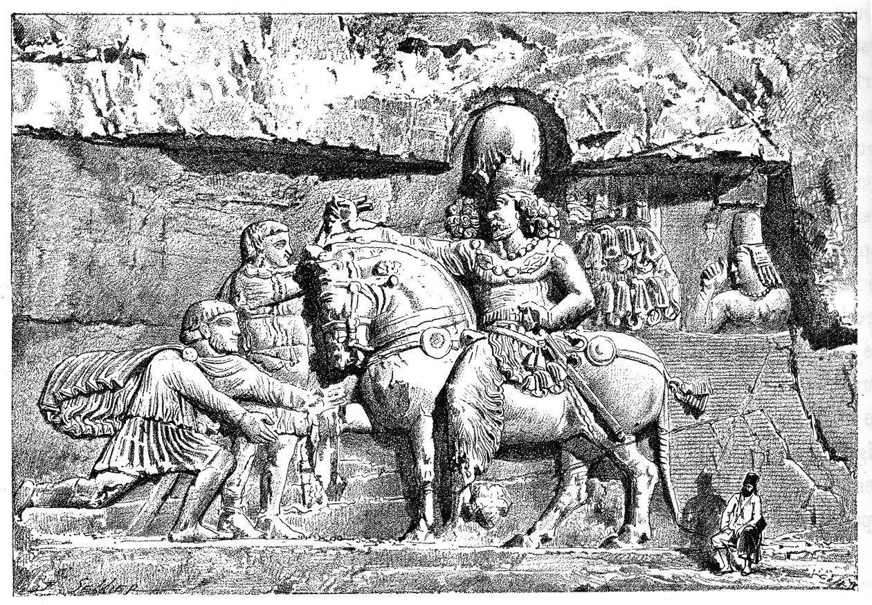 Valerian Sapor lábánál, Királyi sírok Naksh-I-Rustemben, Persepolis, Irán, 1895 alkotó: Unbekannt