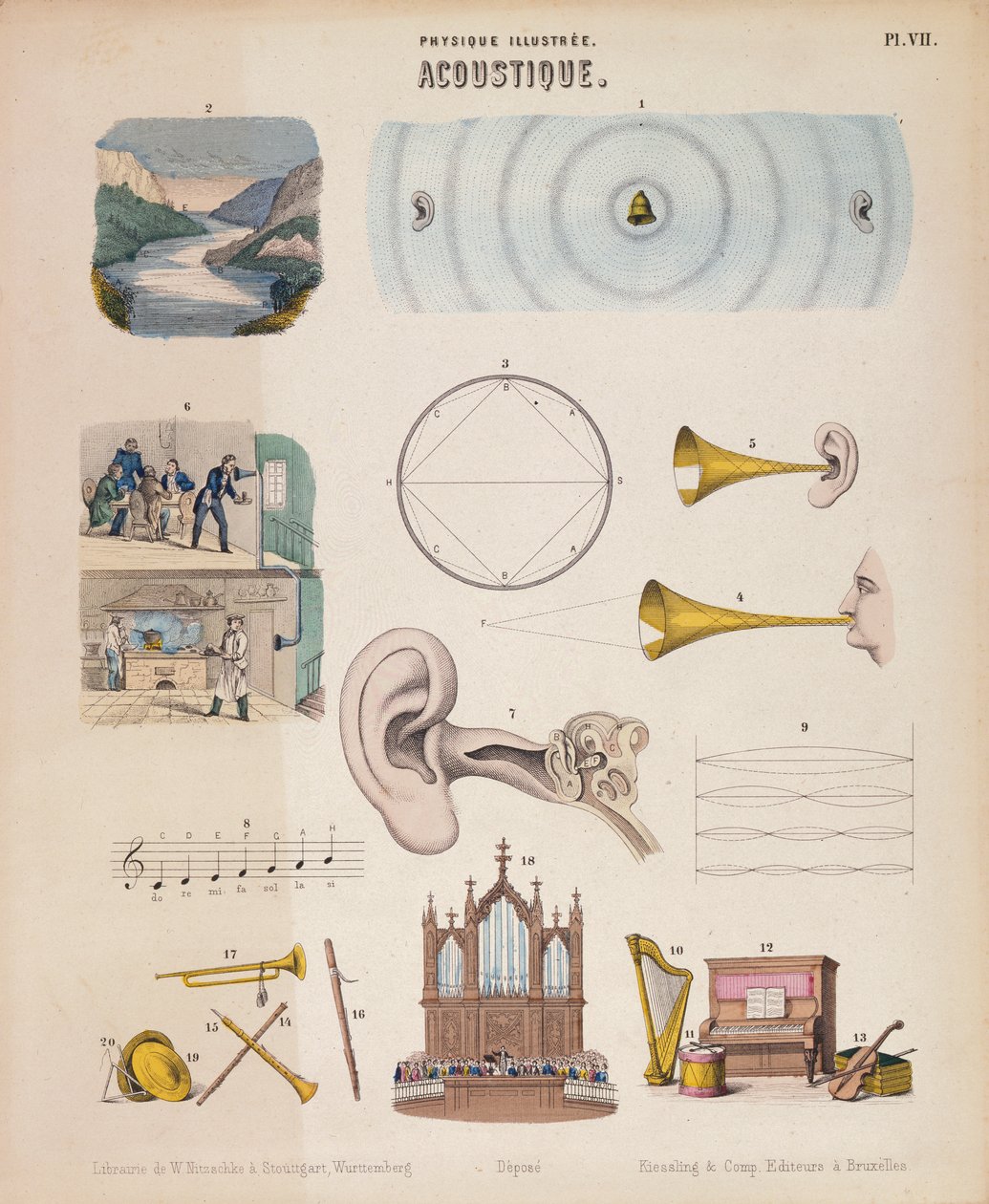 Különféle hangszerek és hangok, Württemberg, 1850 alkotó: Unbekannt