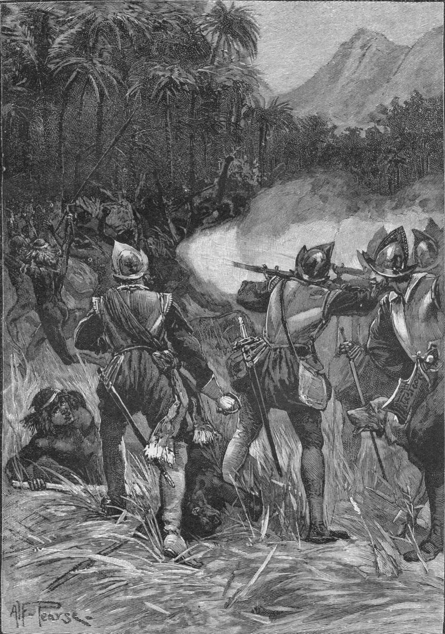 Vasco Nunez De Balboa harcol a Cordillerákba, c1513 1908 alkotó: Unbekannt