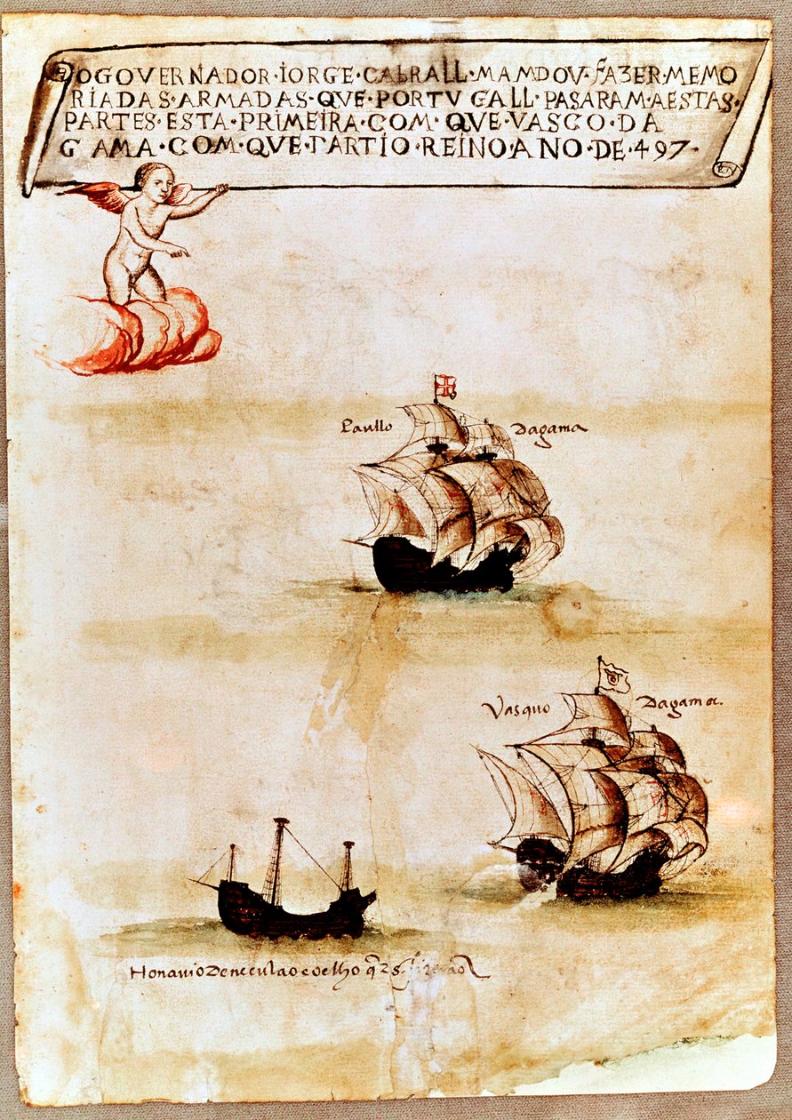 Vasco da Gama flottája a tengeren, 1497 alkotó: Unbekannt