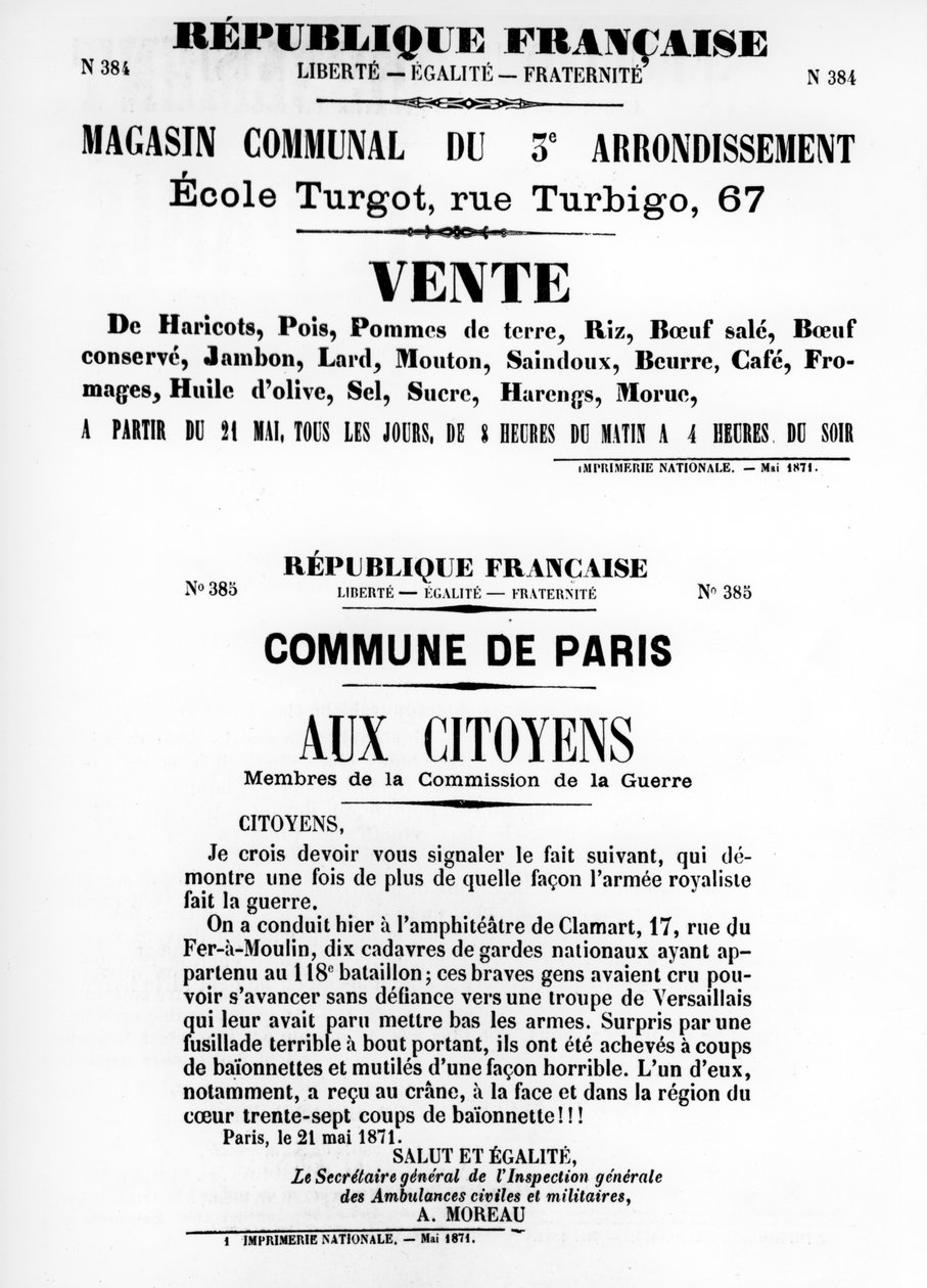 Vente, a Párizsi Kommün francia politikai plakátjairól, 1871. május alkotó: Unbekannt