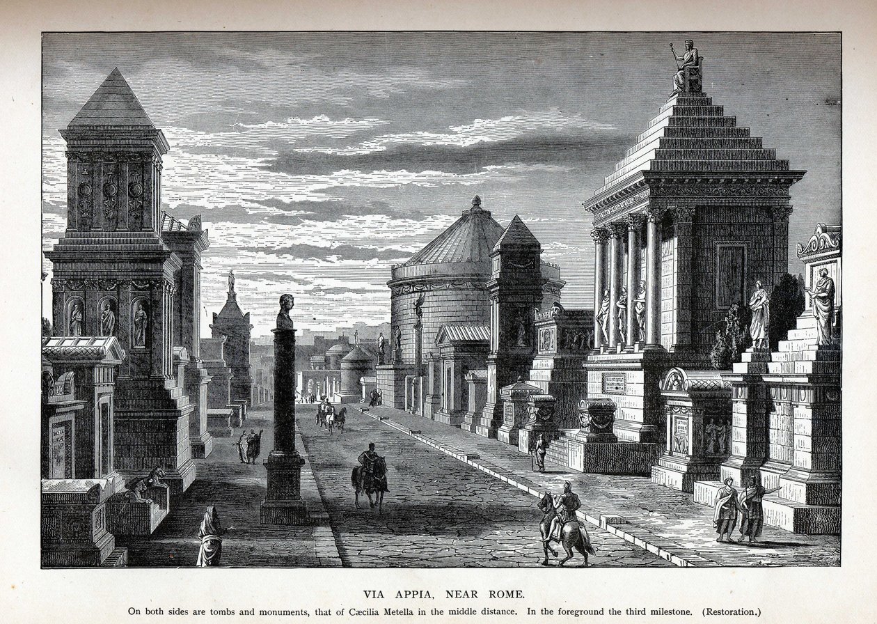 Via Appia Róma közelében, újjáépítés, 1882 alkotó: Unbekannt