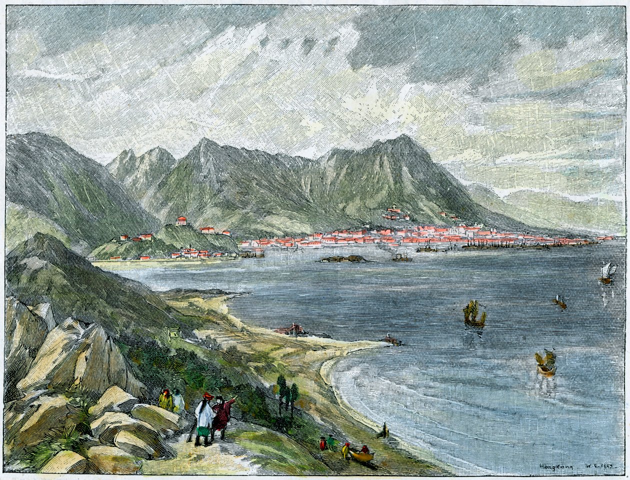 Victoria, Hong Kong, a kínai szárazföldről, 1890 alkotó: Unbekannt
