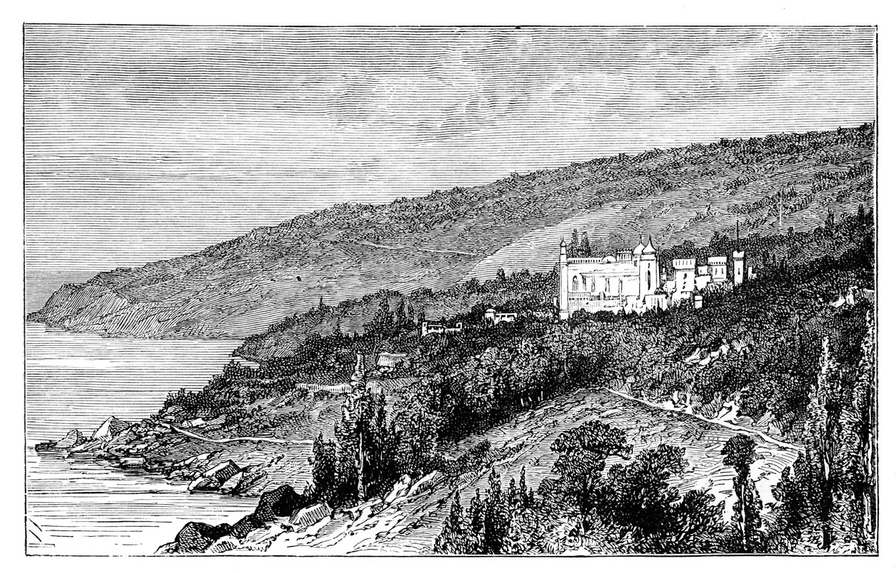 Kilátás a Krím-félszigeten: Woronzow palota, Alupka, Ukrajna, c1888 alkotó: Unbekannt