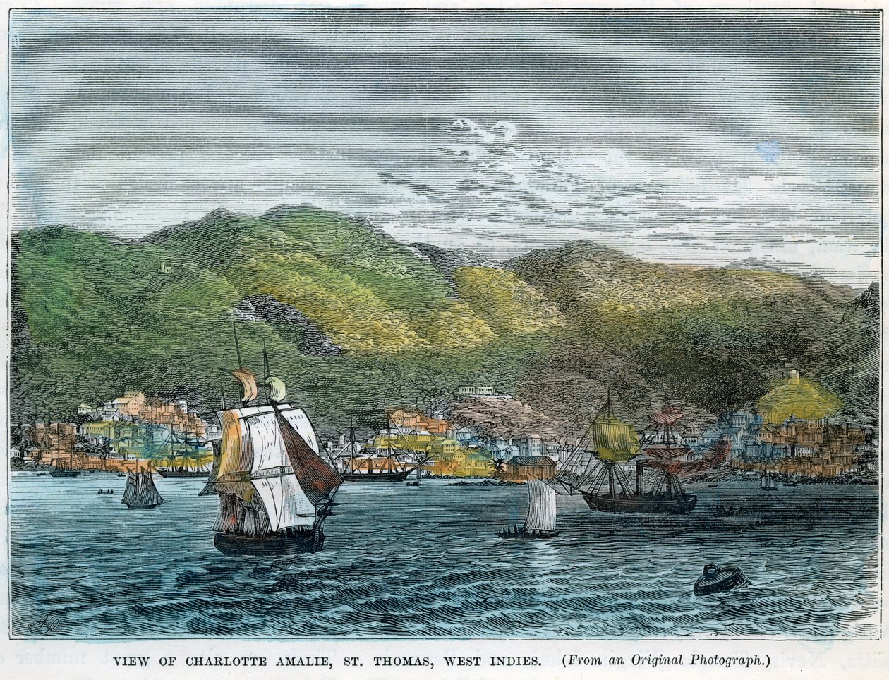 Charlotte Amalie kilátása, St Thomas, Nyugat-India, 1880 alkotó: Unbekannt