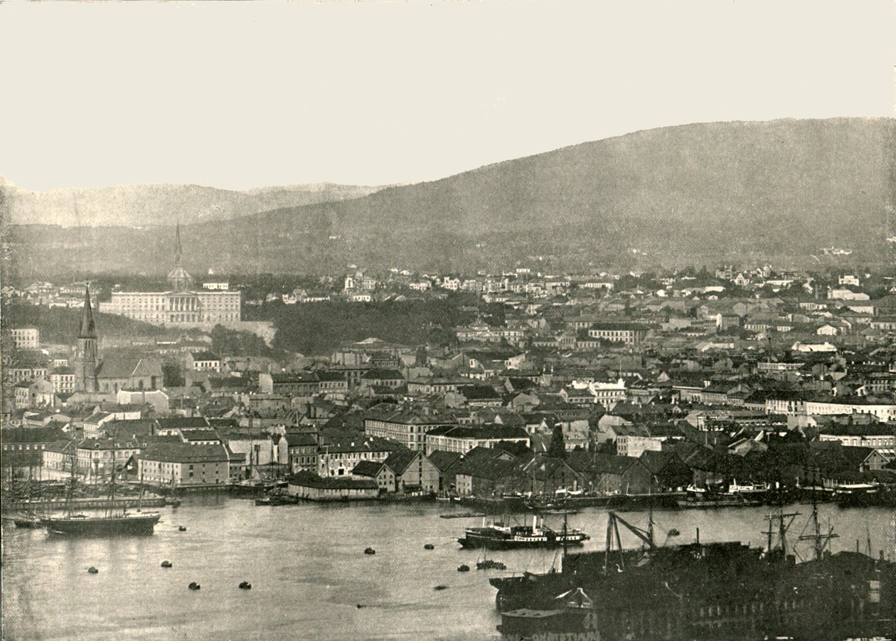 Christiania kilátása, Oslo, Norvégia, 1895. alkotó: Unbekannt
