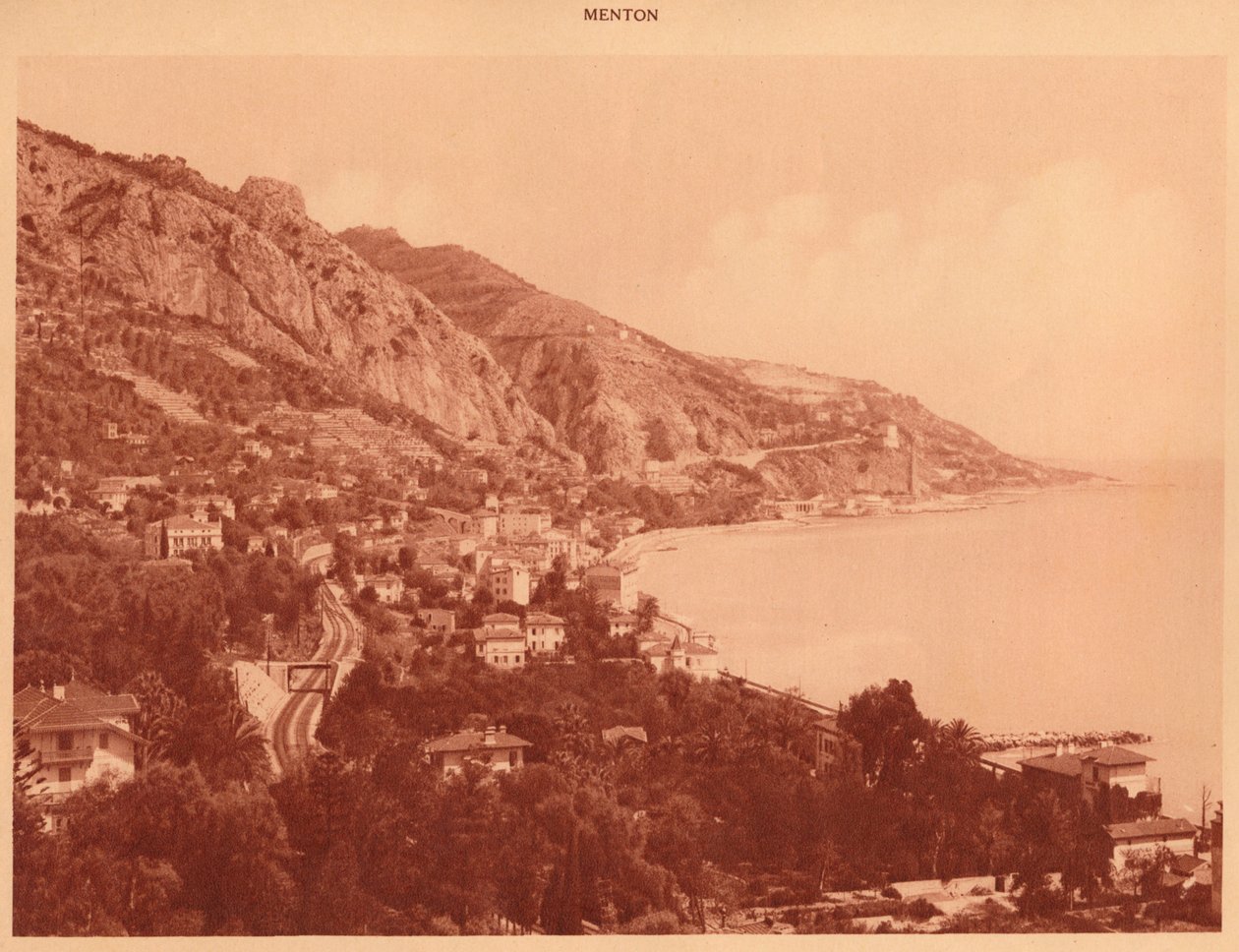 Garavan és az olasz határ látványa, Menton, 1930. alkotó: Unbekannt