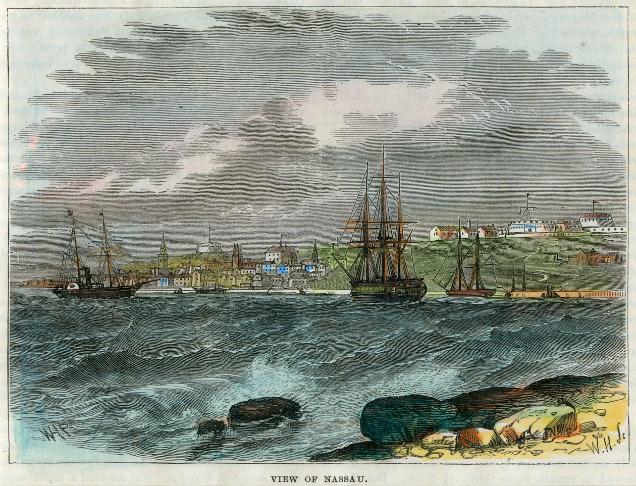 Kilátás Nassaura, Bahamák, 1880 alkotó: Unbekannt