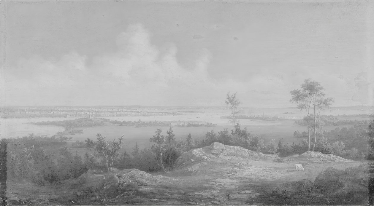New York kilátása New Jerseyből, kb. 1850. alkotó: Unbekannt