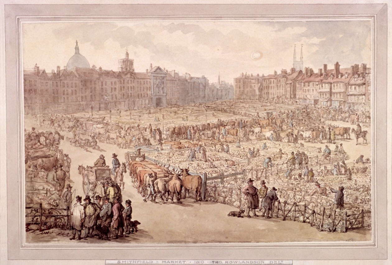 Kilátás a Smithfield Marketre, London, 1810 alkotó: Unbekannt