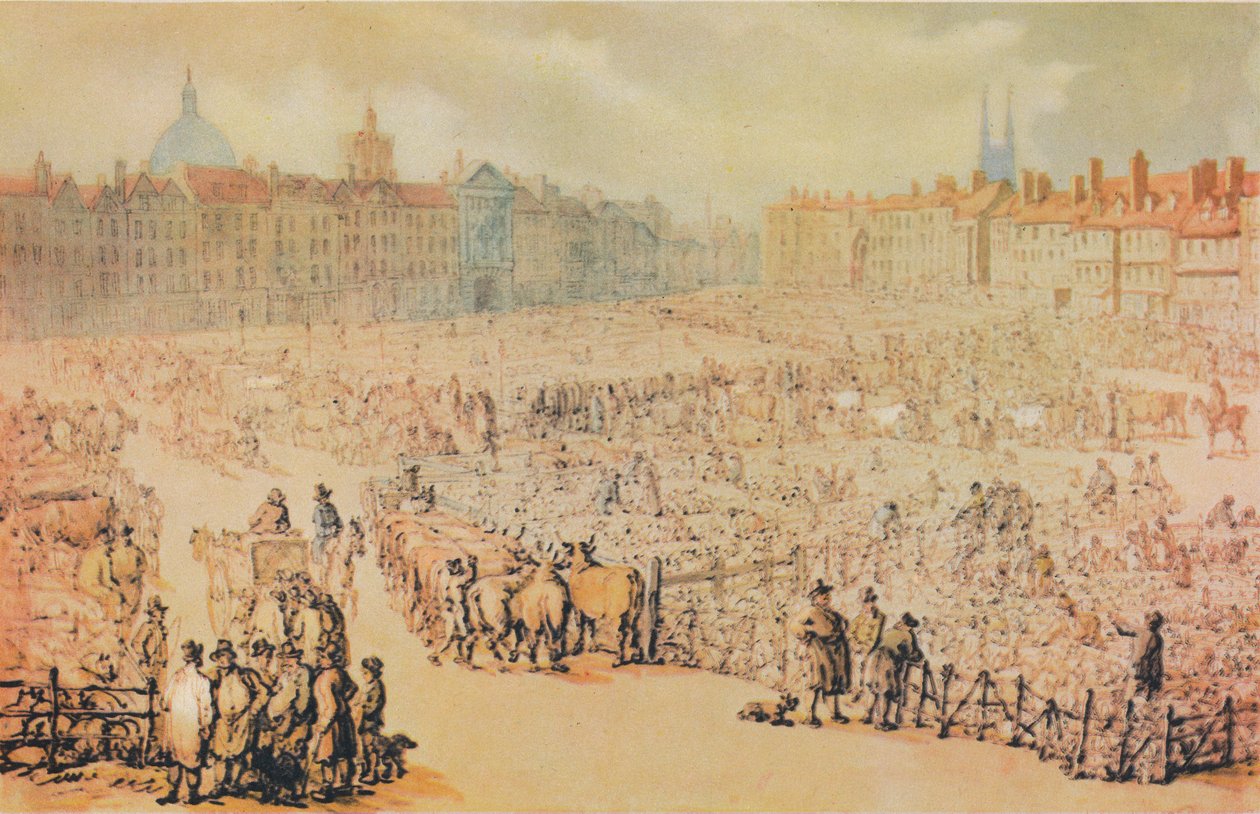 Kilátás a Smithfield Marketre, London, 1810 alkotó: Unbekannt