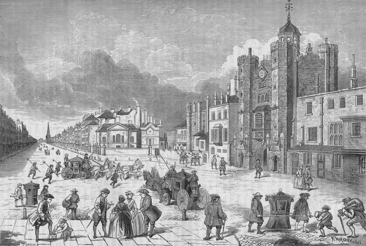 Kilátás a St James palotára, Westminster, London, Anna királynő idejében, 1710 1878. alkotó: Unbekannt
