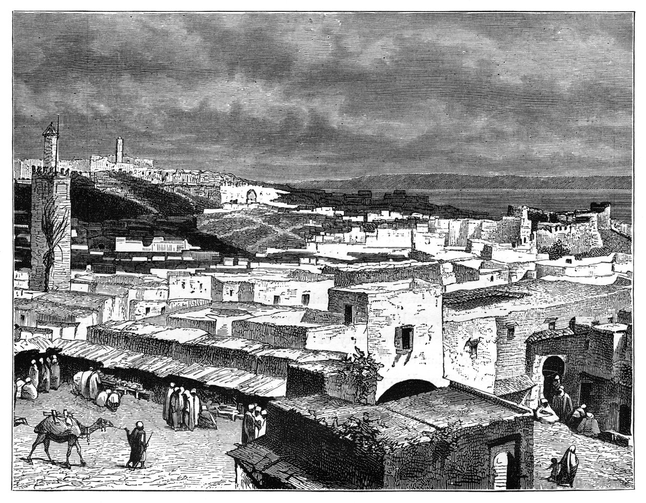 Kilátás a marokkói Tangerre a szárazföld felőli oldalról, 1890 alkotó: Unbekannt