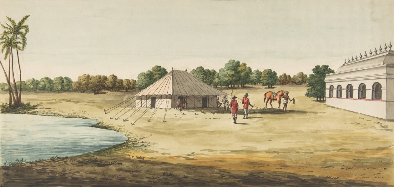 Kilátás egy Chaudézie-re egy angol utazó sátor belsejében, kb. 1828-30. alkotó: Unbekannt