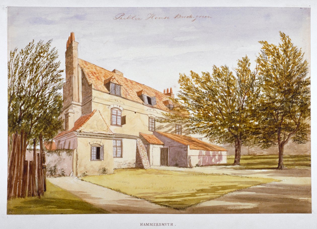 Kilátás egy nyilvános házra, Brook Green, Hammersmith, London, c1820 alkotó: Unbekannt