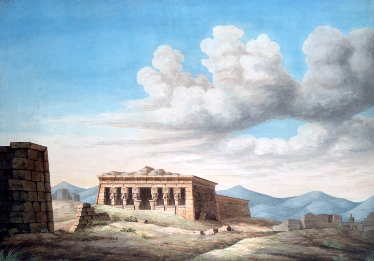 Kilátás egy egyiptomi templomra, Dendera, 19. század alkotó: Unbekannt