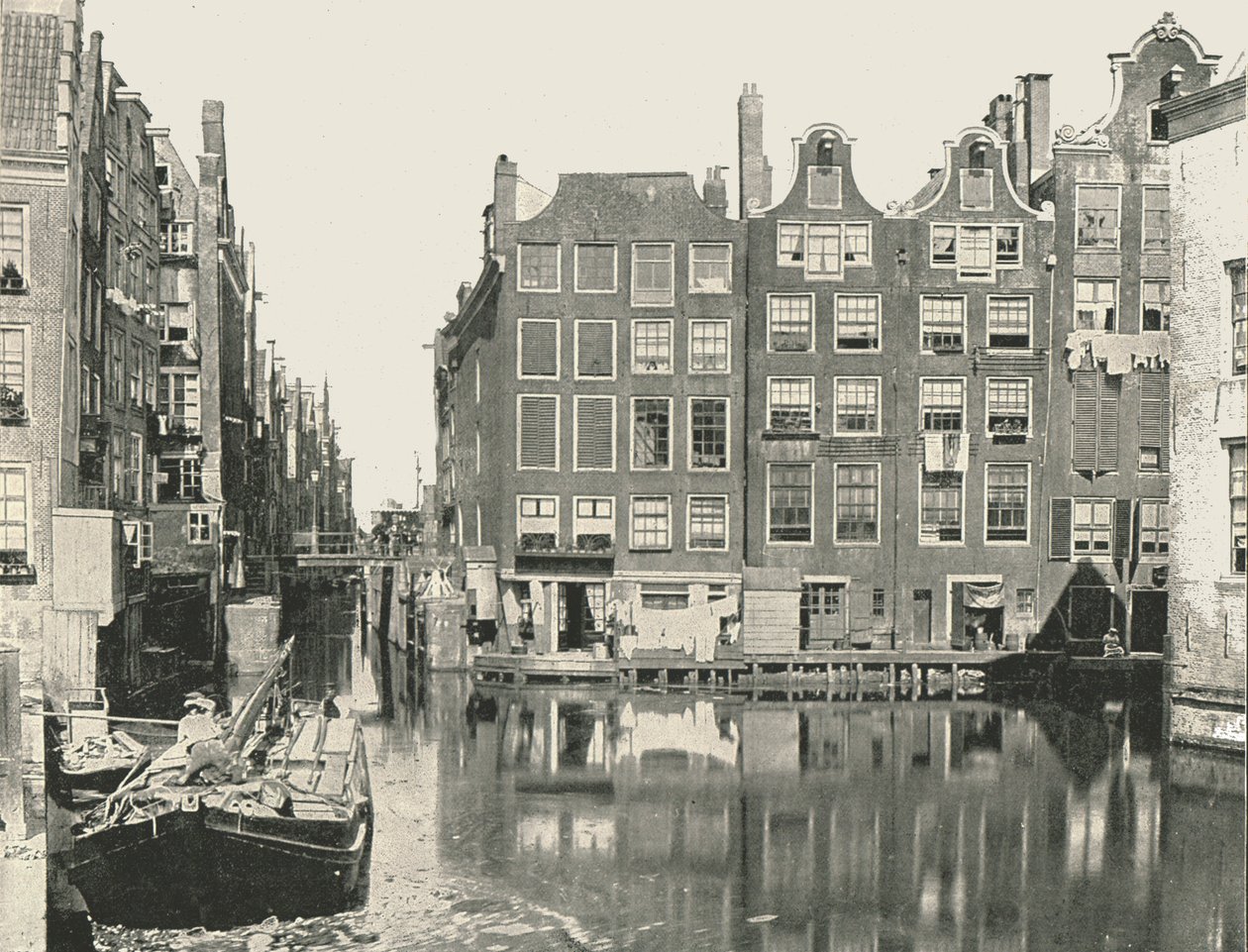 Kilátás az egyik fő csatornára, Amszterdam, Hollandia, 1895. alkotó: Unbekannt