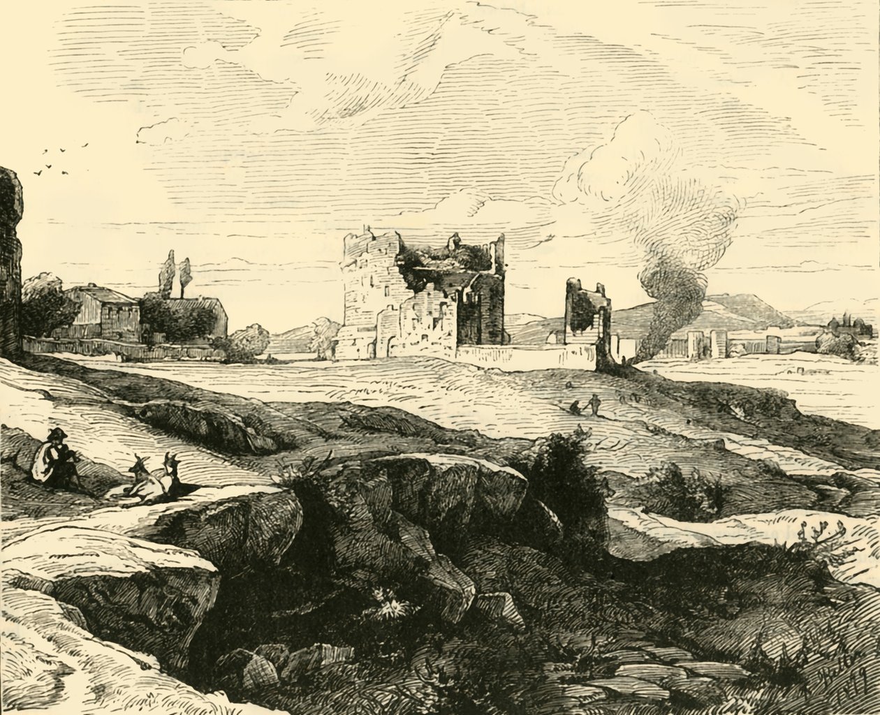 Kilátás a Campagna-ra a Via Appia felől, 1890. alkotó: Unbekannt
