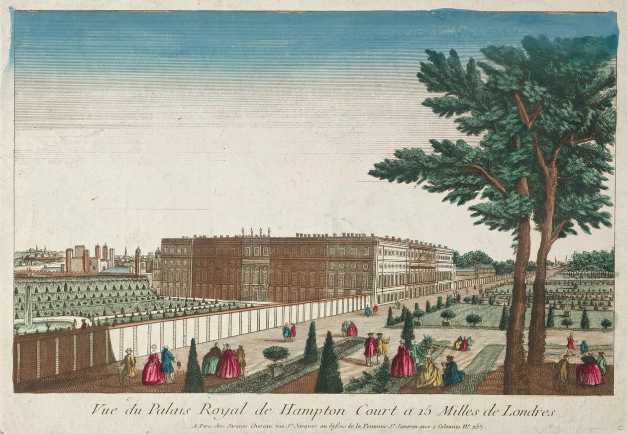 Kilátás a Hampton Court királyi palotájára, 18. század. alkotó: Unbekannt