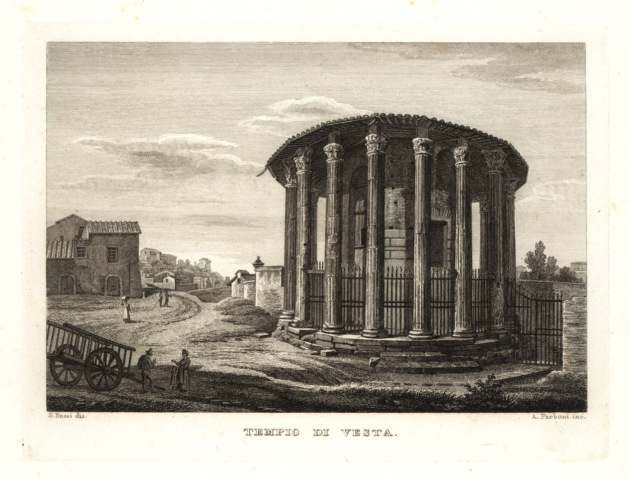 Kilátás a Vesta-templomra, Tempio di Vesta, Róma alkotó: Unbekannt