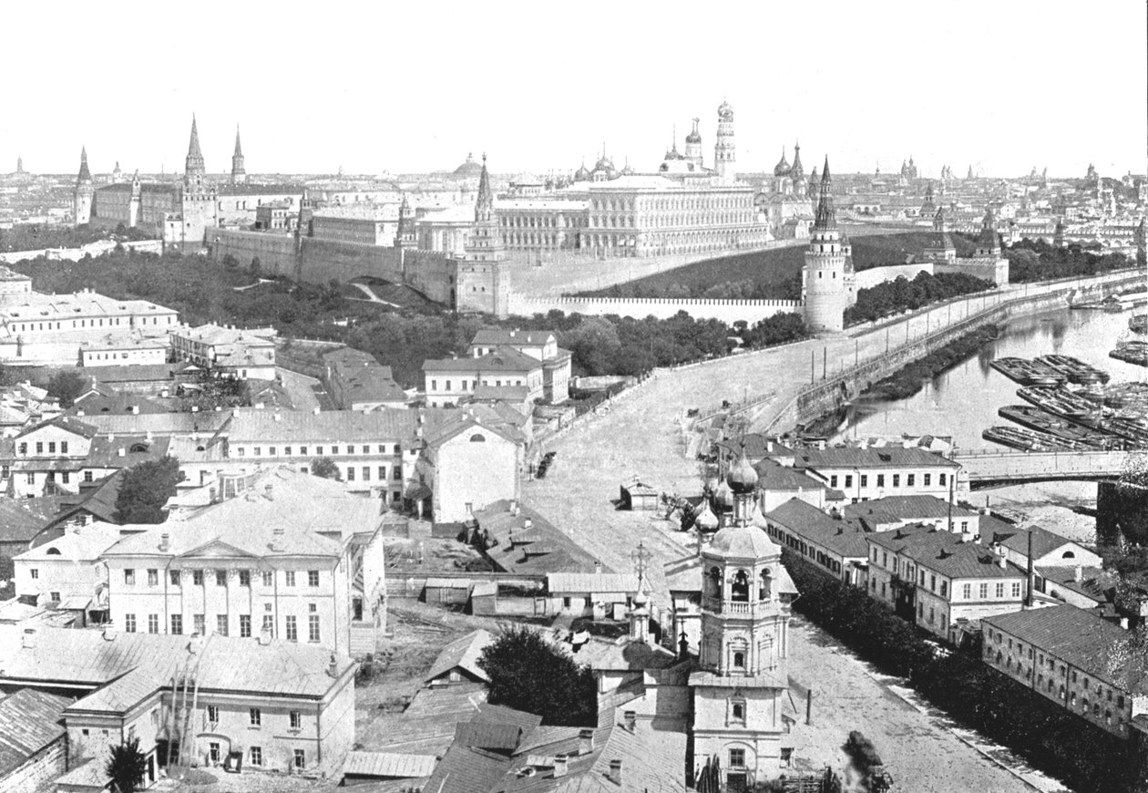 Kilátás a városra és a Kremlre, Moszkva, Oroszország, 1895. alkotó: Unbekannt