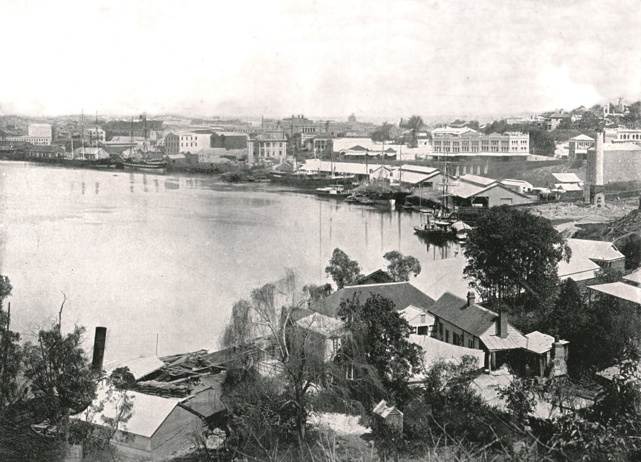 Kilátás a városra és a folyóra, Brisbane, Ausztrália, 1895. alkotó: Unbekannt