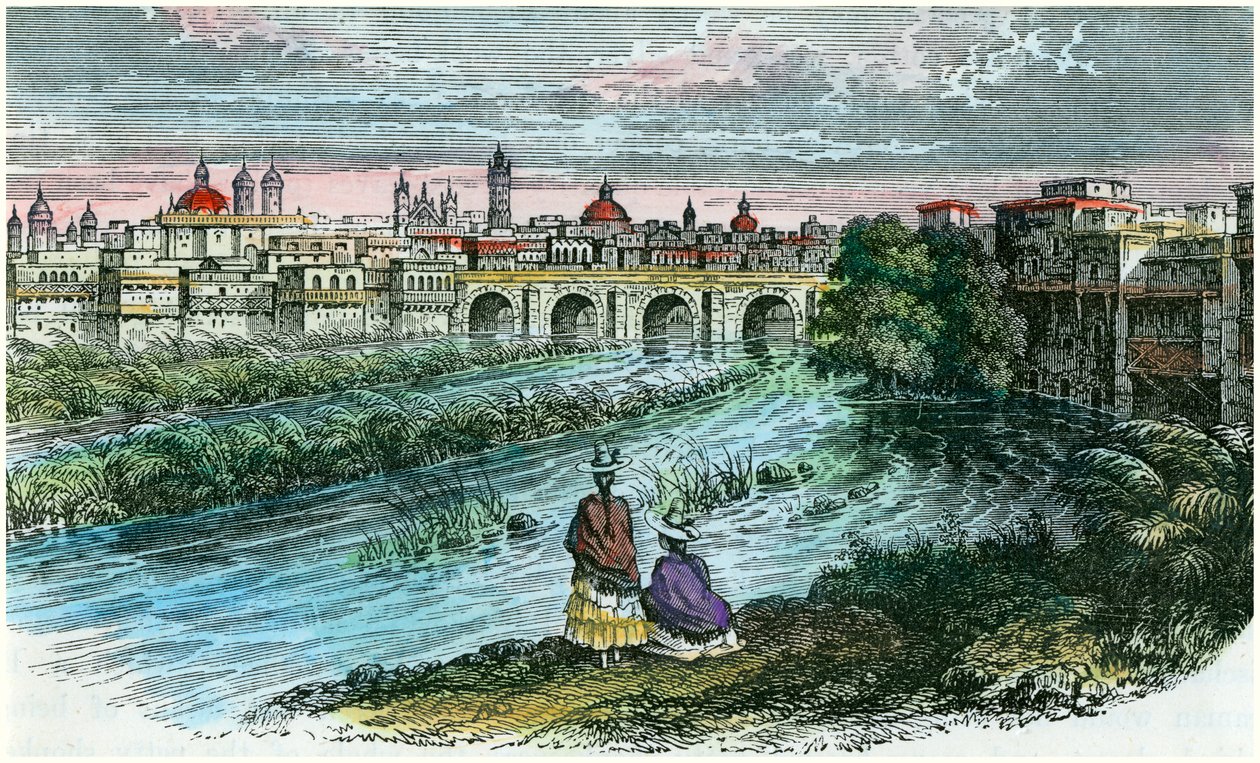 Kilátás Lima városára, Peru fővárosára a Rimac folyóról, 1875 alkotó: Unbekannt