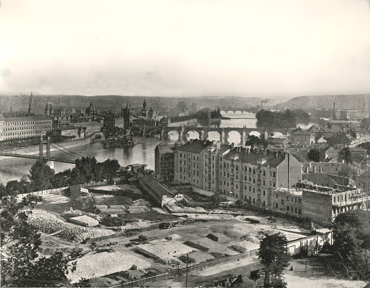 Kilátás Prága városára, Csehszlovákia, 1895. alkotó: Unbekannt
