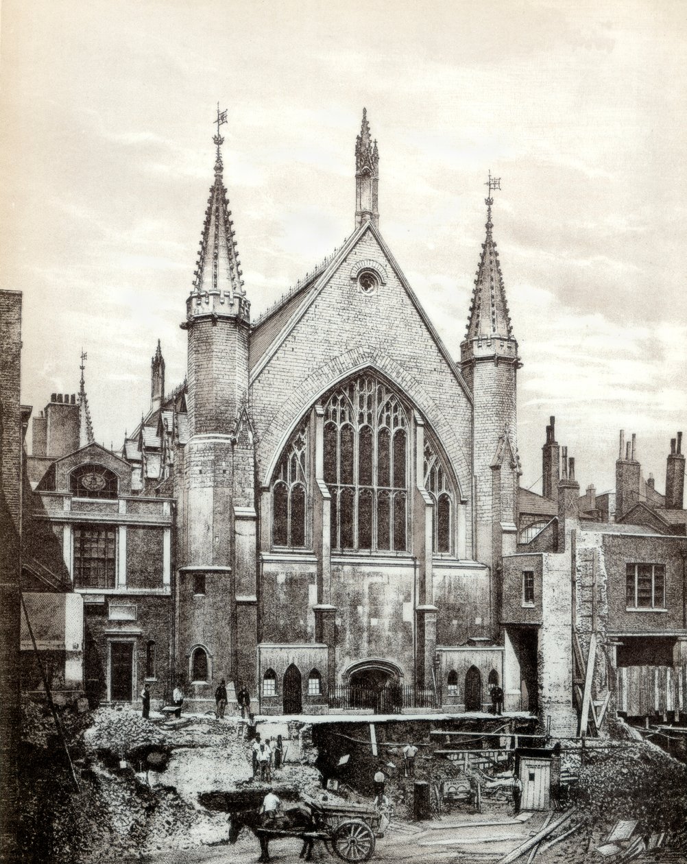 Kilátás a Guildhall keleti végére és a régi könyvtárra, City of London, 1886 alkotó: Unbekannt