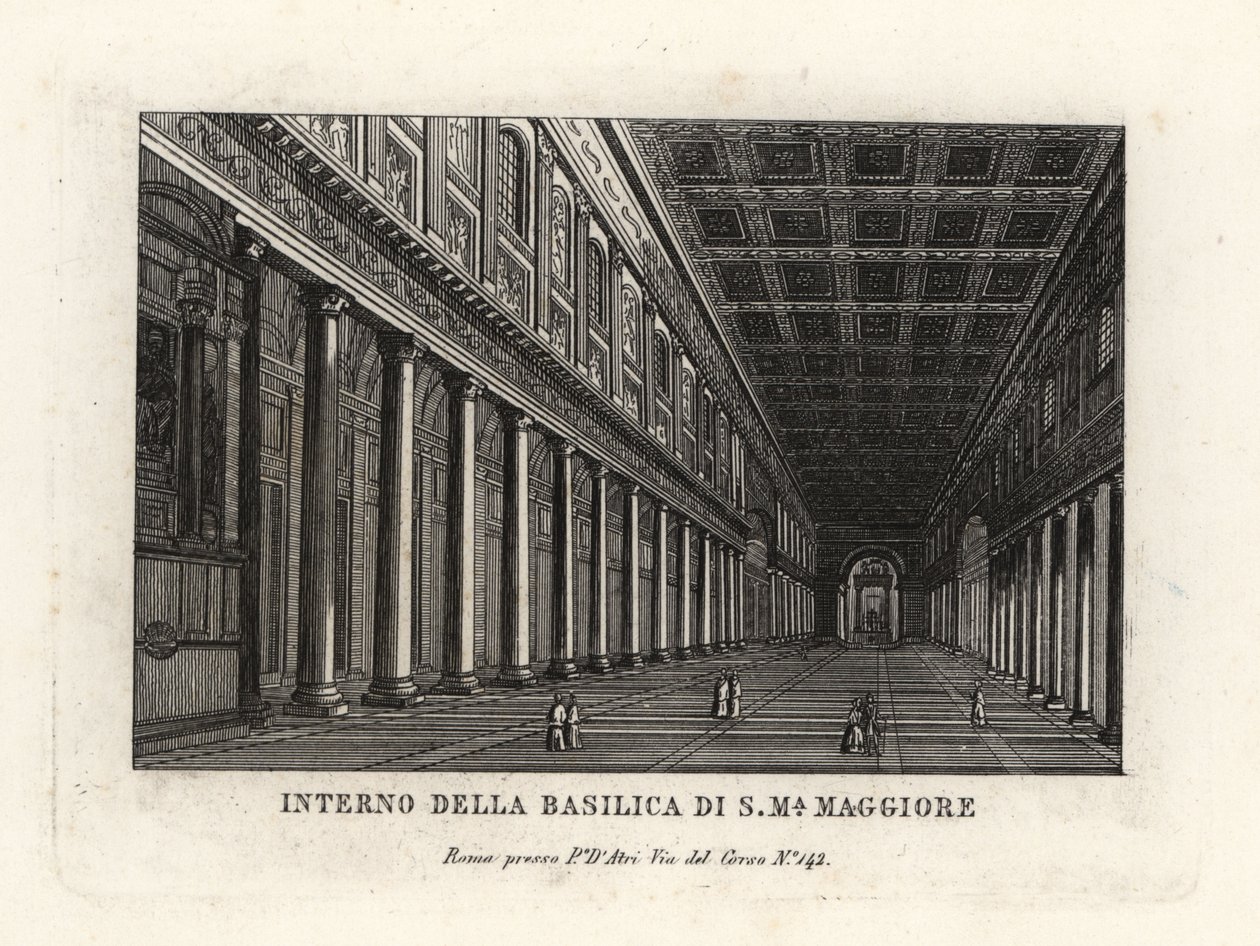 Kilátás a Santa Maria Maggiore-bazilika belsejére, a Szent Mária-templom, Róma alkotó: Unbekannt