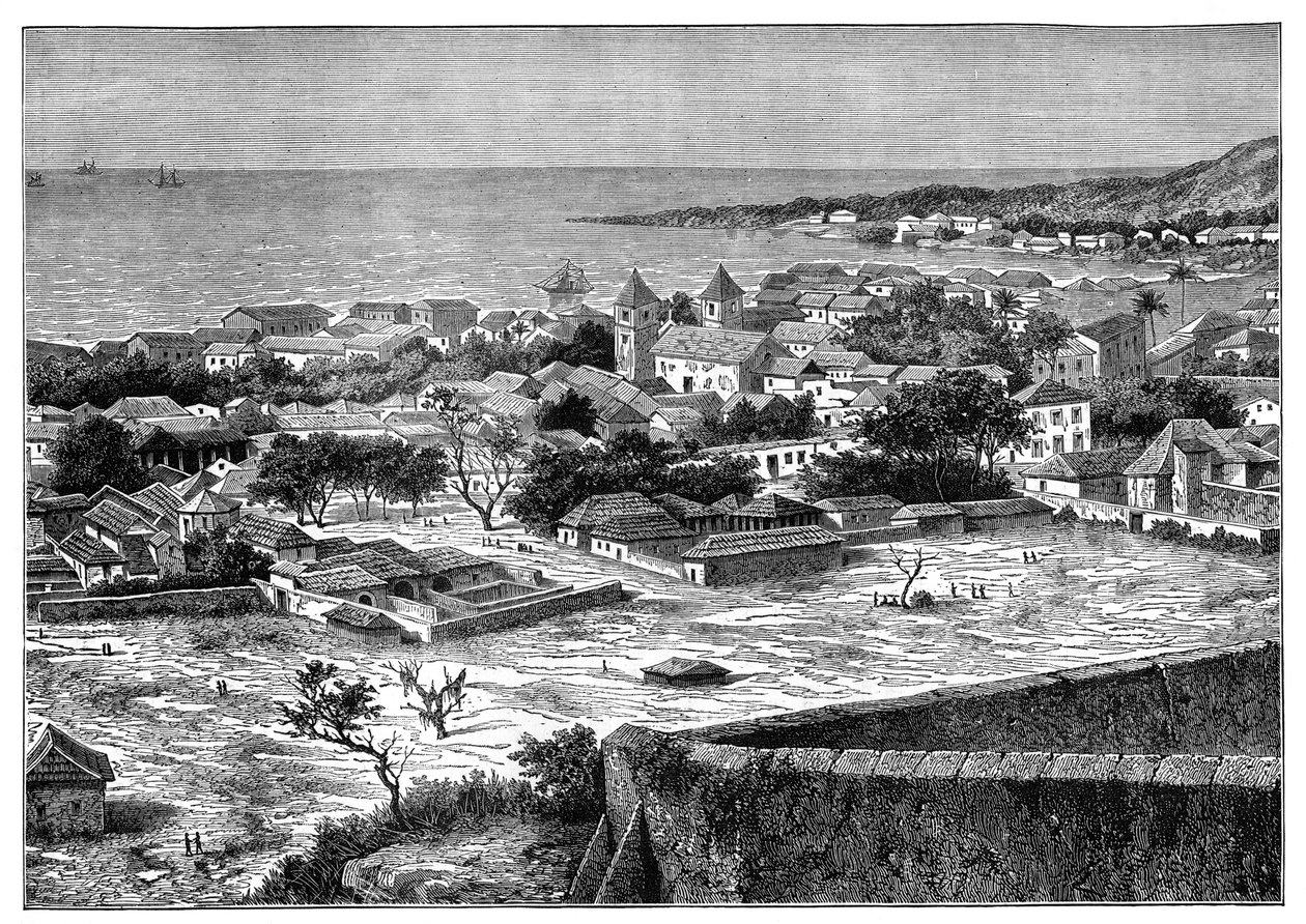 Kilátás az úttestre és San Paolo de Loanda városára, Angola, Nyugat-Afrika, c1890 alkotó: Unbekannt
