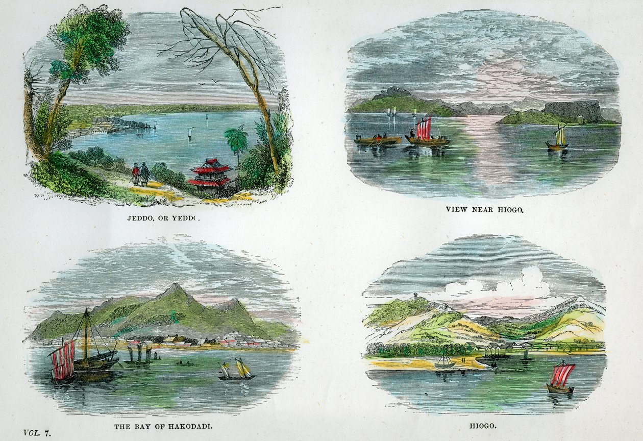 Kilátás Japán fő városaira és kikötőire, 1880 alkotó: Unbekannt