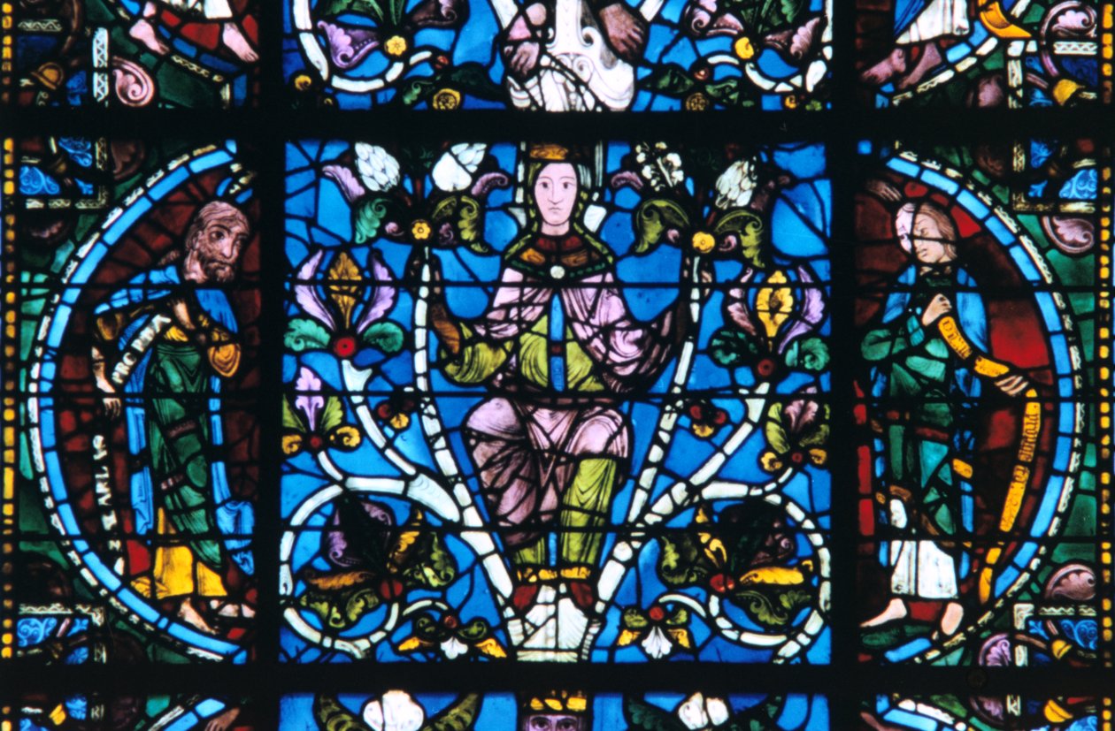 Szűz és próféták, ólomüveg, Chartres-i katedrális, Franciaország, 1194-1260 alkotó: Unbekannt