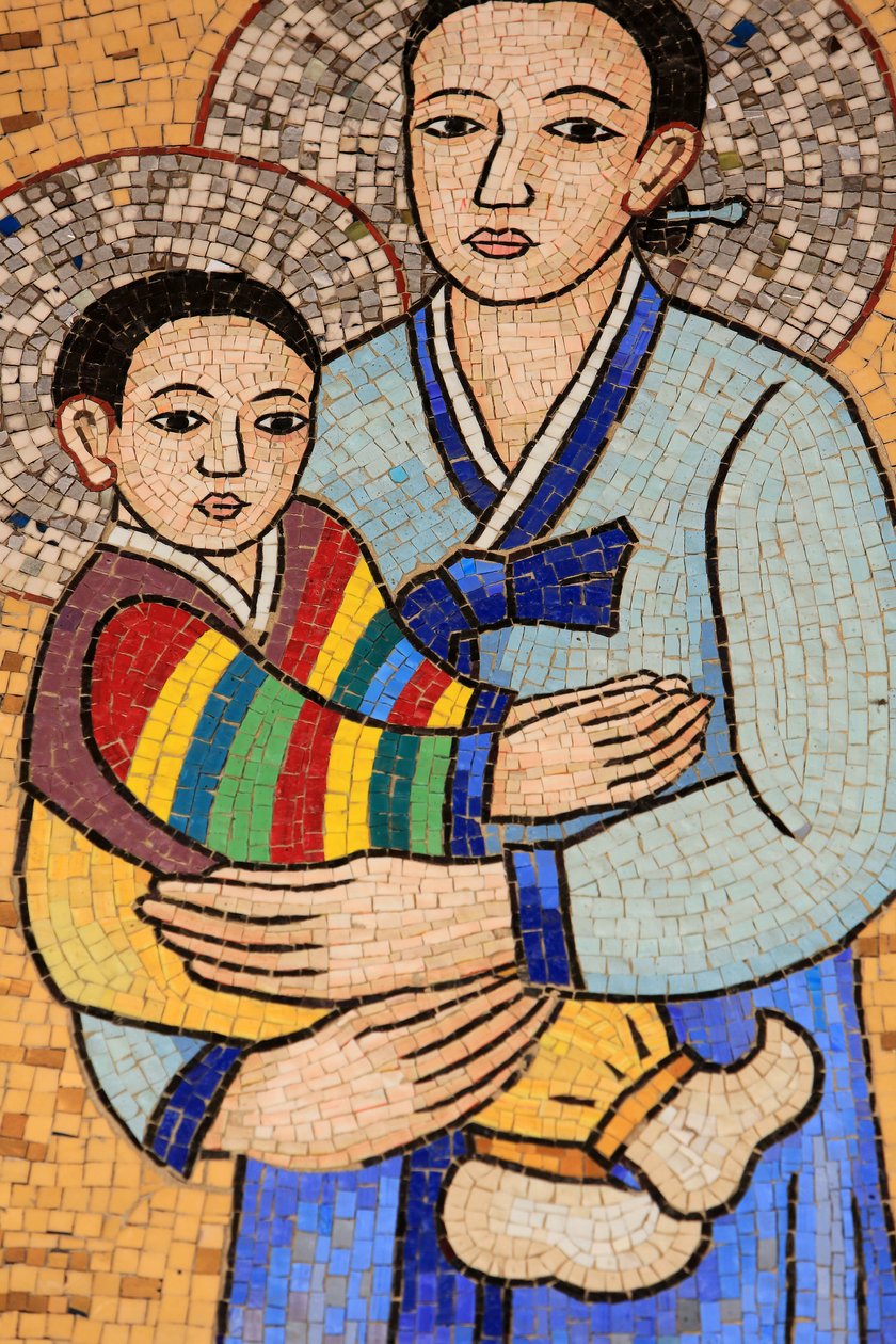 Szűz és gyermek. Korea. Angyali üdvözlet-bazilika, Názáret, Izrael alkotó: Unbekannt