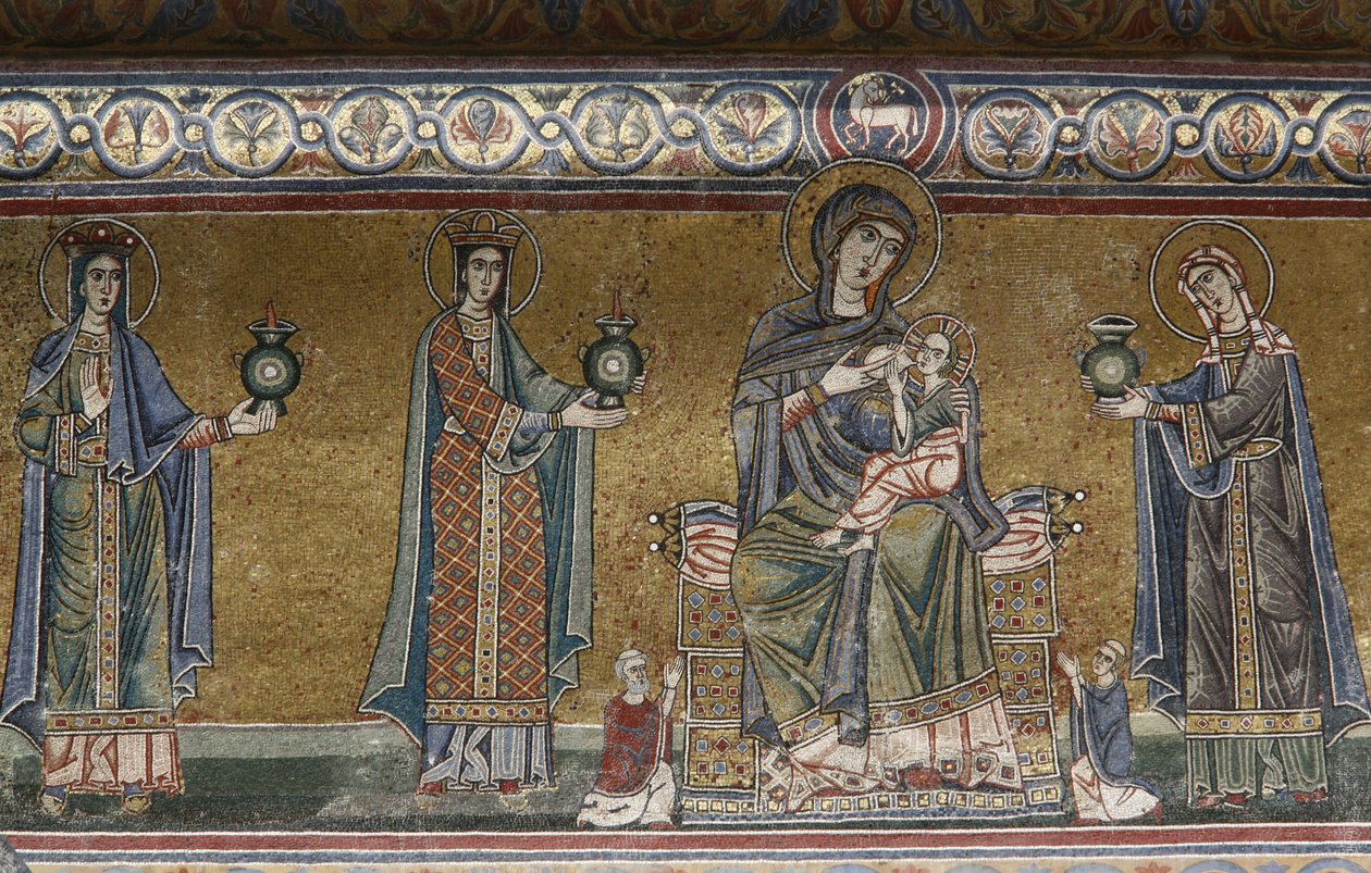 Szűz és gyermek mozaik a Santa Maria in Trastevere templomban, Róma, Olaszország alkotó: Unbekannt