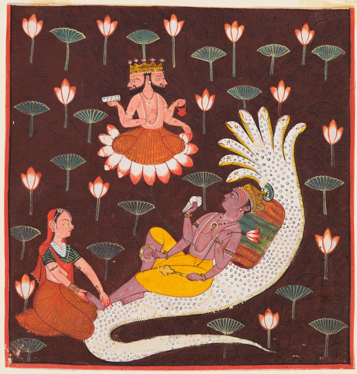 Visnu Anantán, a végtelen kígyón, c. 1700. alkotó: Unbekannt