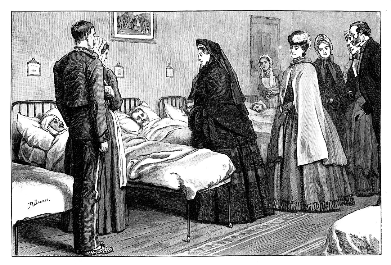 Viktória királynő látogatása a Netley Kórházban, Hampshire, 1860-as évek alkotó: Unbekannt