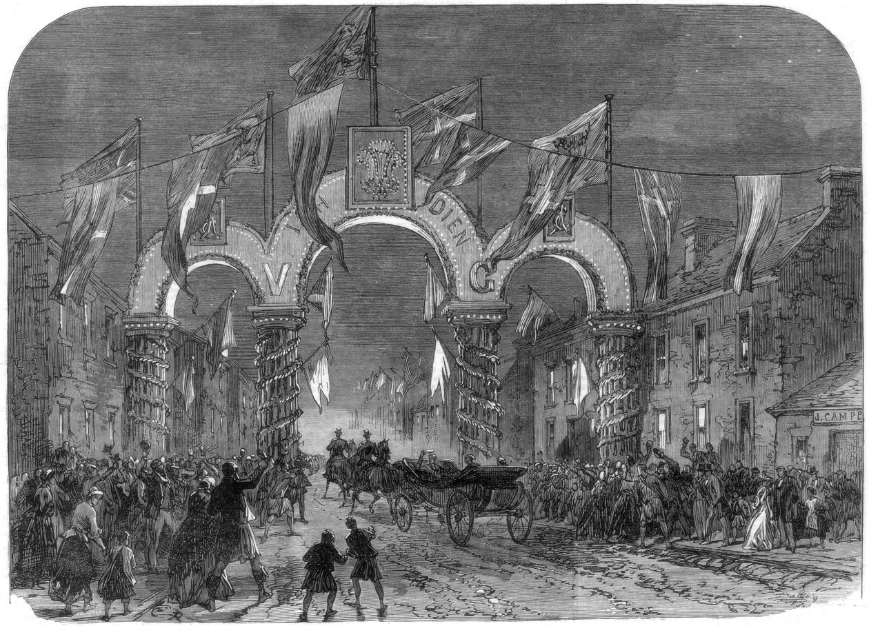 A walesi herceg és hercegnő látogatása a skóciai Dunrobin kastélyban, 1866 alkotó: Unbekannt