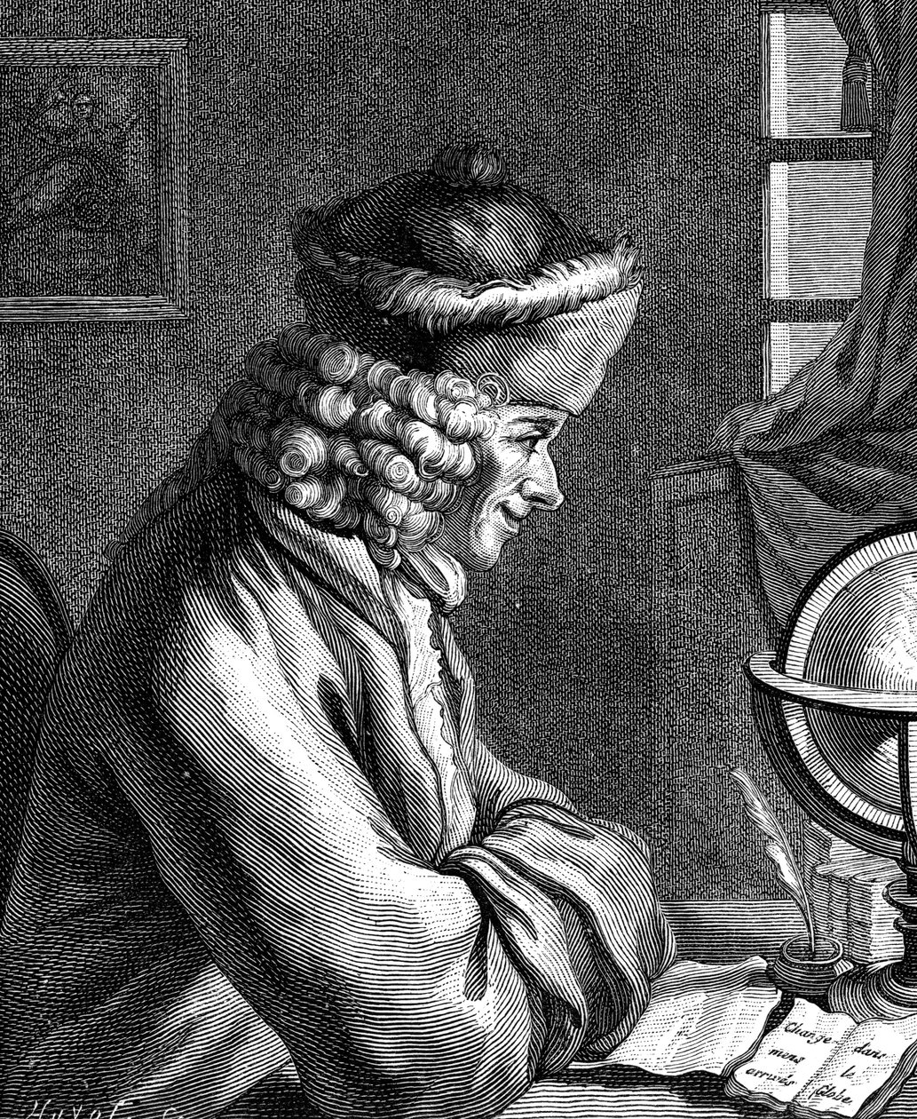 Voltaire, 18. századi francia író, drámaíró, szatirikus és íróember alkotó: Unbekannt