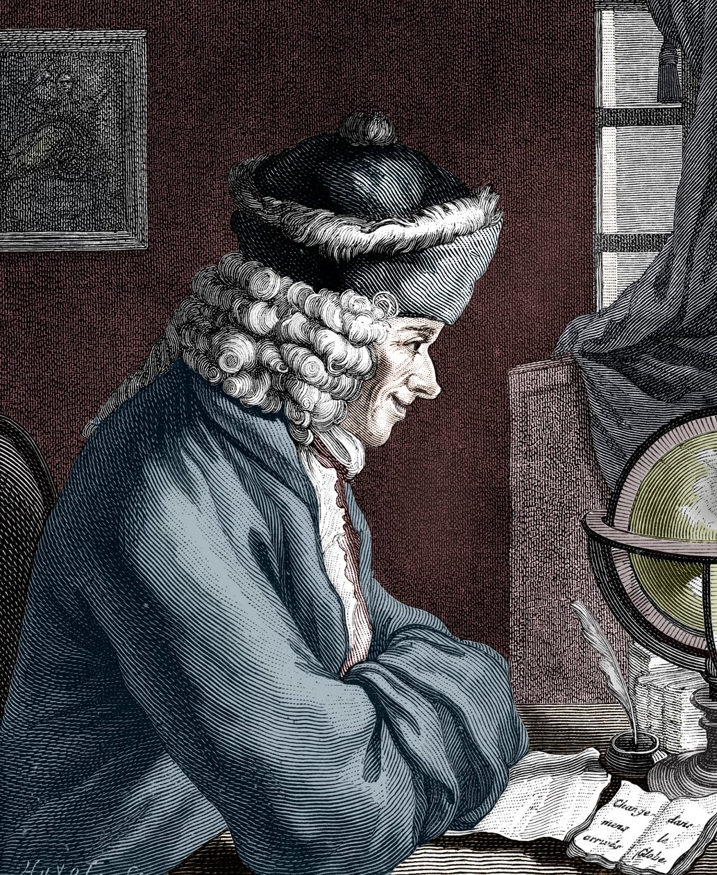 Voltaire, 18. századi francia író, drámaíró, szatirikus és íróember alkotó: Unbekannt