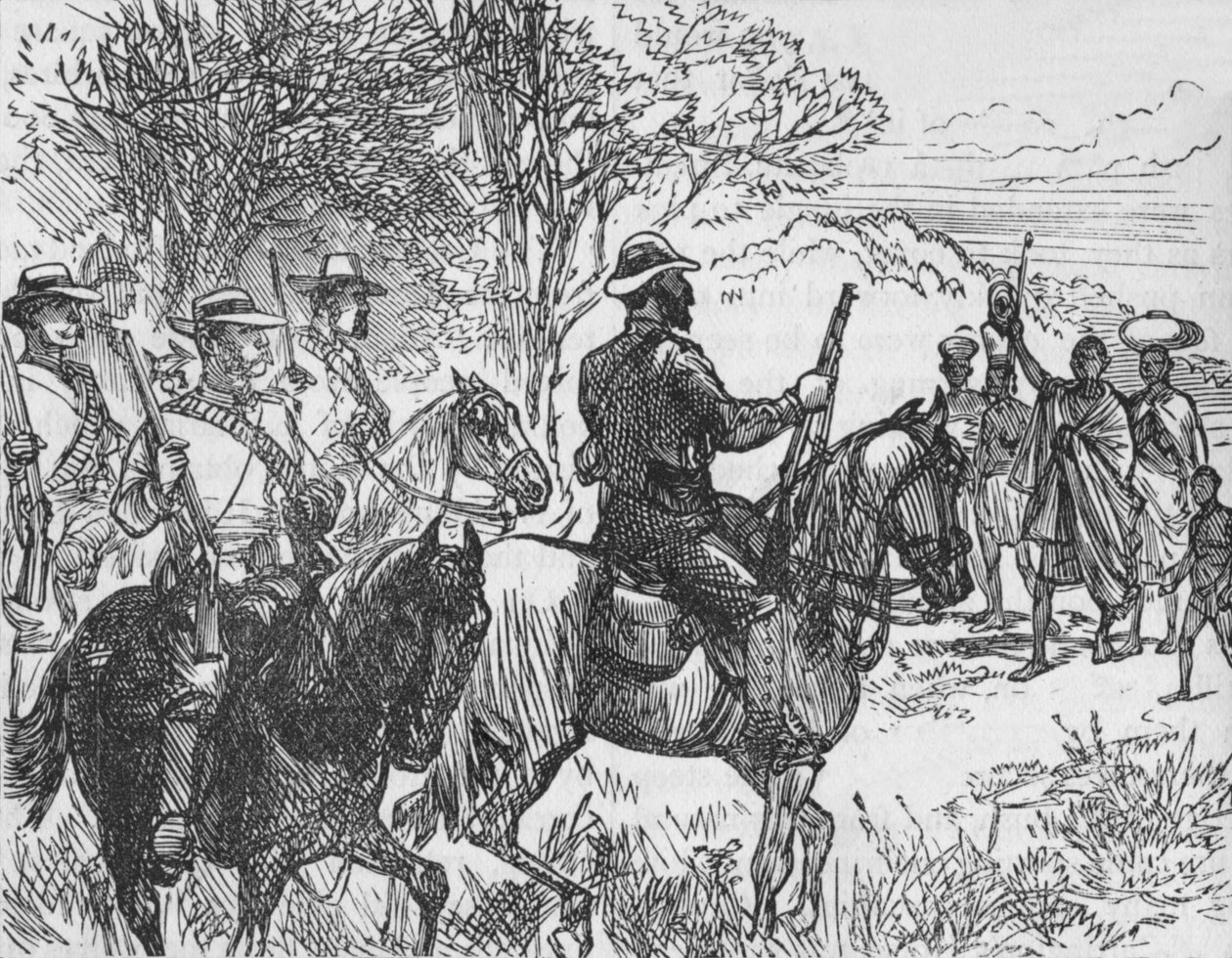 Önkéntesek találkoznak egy hűséges kaffirral és családjával, 1880 alkotó: Unbekannt