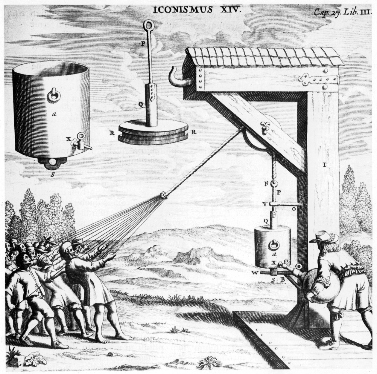 Von Guerickes bemutatója a vákuum erejéről, 1654 1672 alkotó: Unbekannt