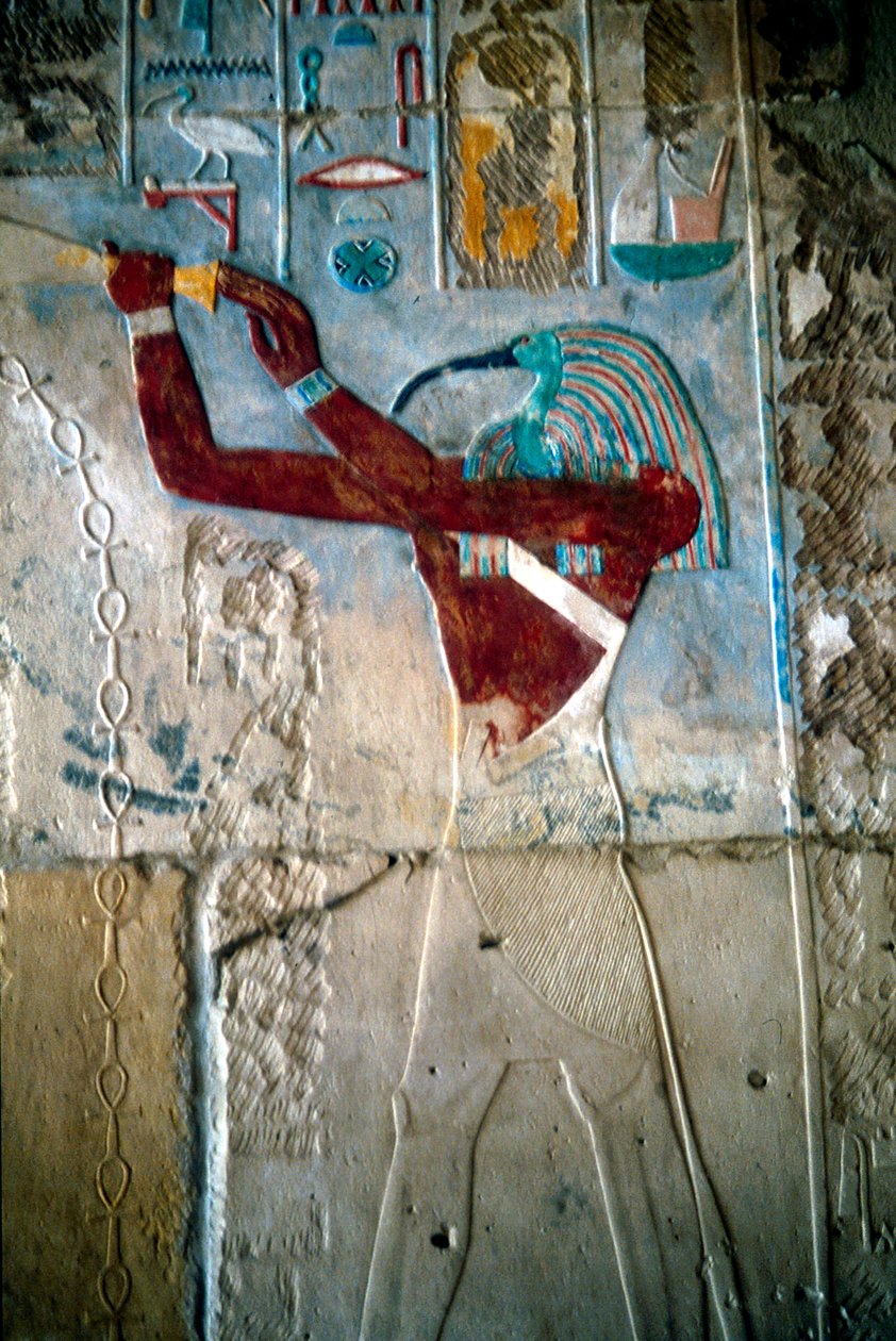 Thot istent ábrázoló falfestmény, III. Ramszesz temploma, Medinet Habu, Egyiptom, Kr.e. 1187-c1156 alkotó: Unbekannt