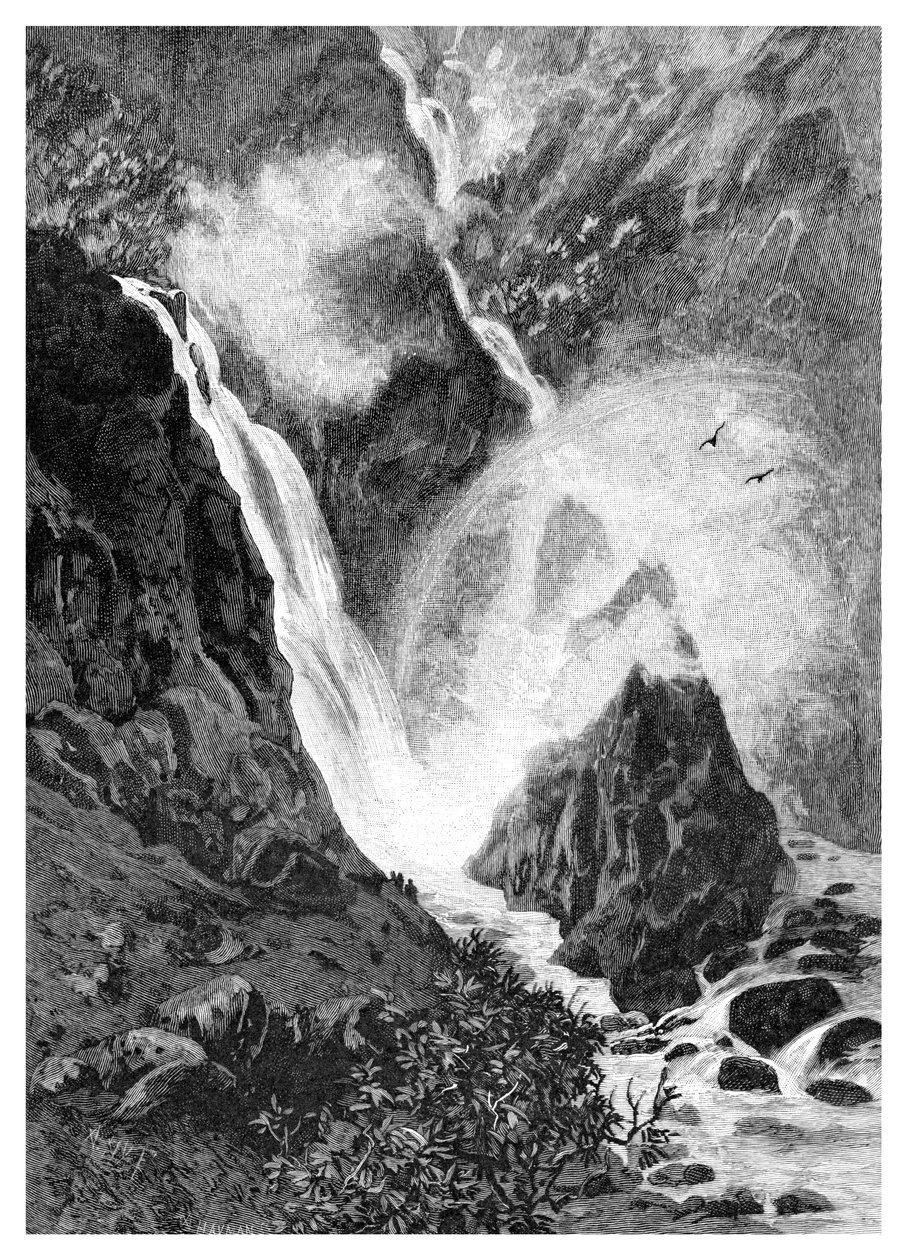 Wallamumbi vízesés, Új-Dél-Wales, Ausztrália, 1886 alkotó: Unbekannt